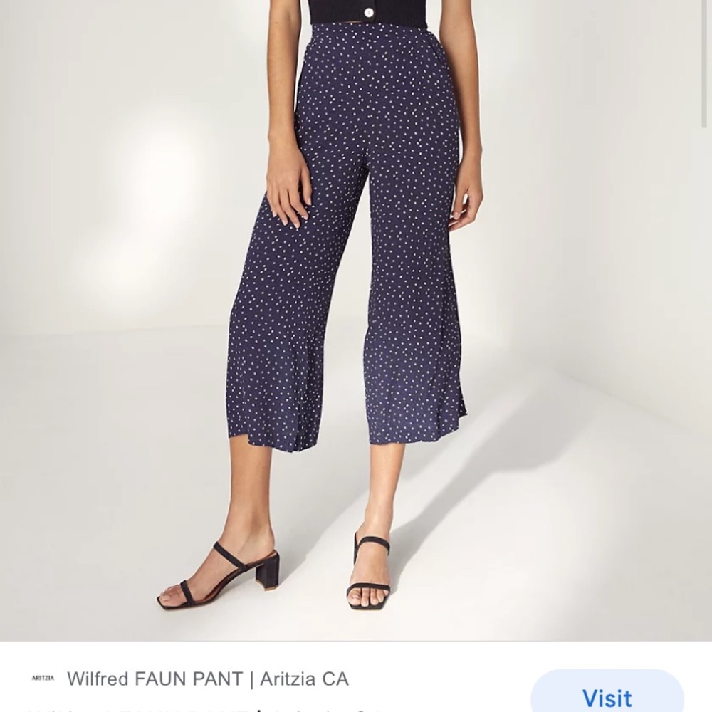Wilfred Faun Pant by Artizia in XS. Navy blue with white polka dot